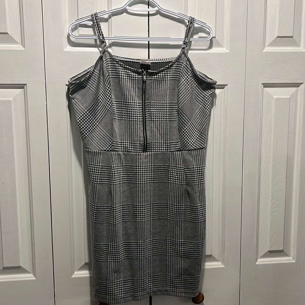 No Boundaries Black & White Plaid Mini Dress